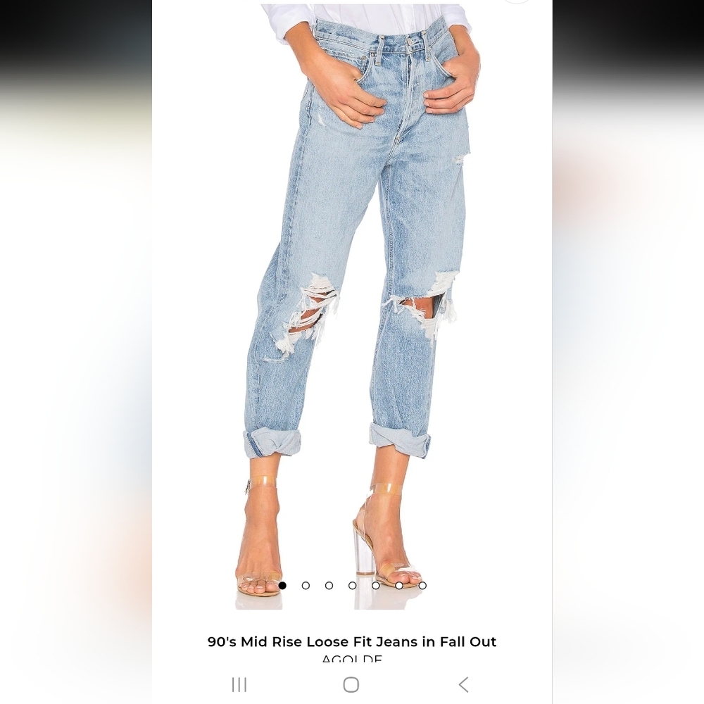 EUC Agolde 90s Mid Rise Loose Fit Jeans In Color Fall Out, Distressed Size 25 - Picture 10 of 15